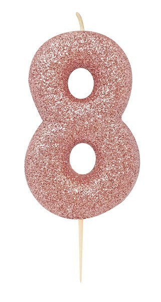 1 Packet of 2.7" Creative Party Number 8 Cake Candle (1 per pack) - Pink Glitter