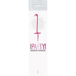 1 Packet of 7" Unique Party Number 1 Cake Sparkler (1 per pack) - Pink