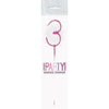 1 Packet of 7" Unique Party Number 3 Cake Sparkler (1 per pack) - Pink