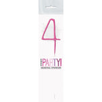 1 Packet of 7" Unique Party Number 4 Cake Sparkler (1 per pack) - Pink