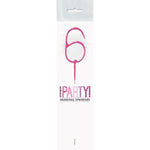 1 Packet of 7" Unique Party Number 6 Cake Sparkler (1 per pack) - Pink