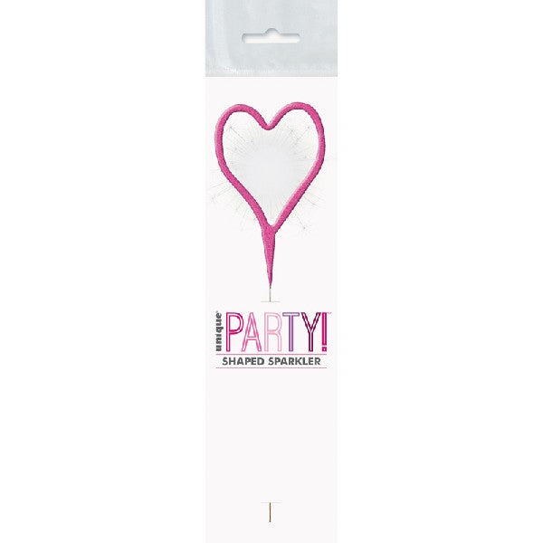 1 Packet of 7" Unique Party Heart Shaped Cake Sparkler - Pink