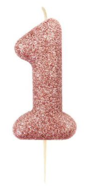 1 Packet of 2.7" Creative Party Number 1 Cake Candle (1 per pack) - Pink Glitter