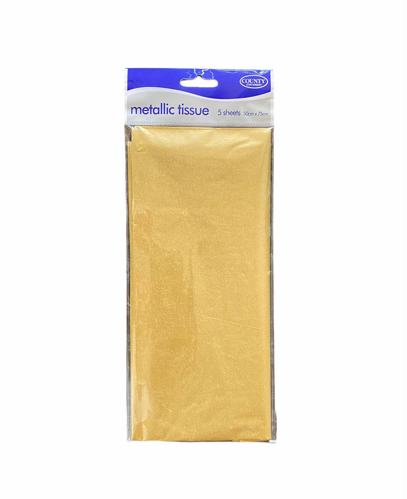 1 Packet Metallic Tissue Paper - Gold Colour (5 sheets) 50cm x 75cm