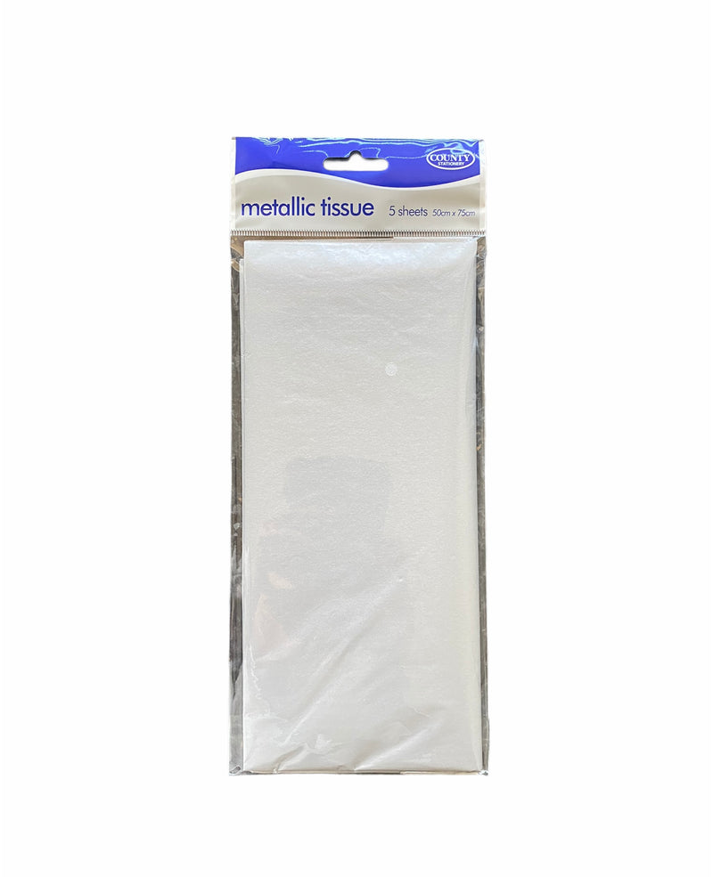 1 Packet Metallic Tissue Paper - Silver Colour (5 sheets) 50cm x 75cm