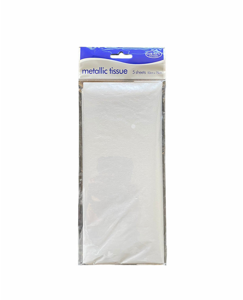 1 Packet Metallic Tissue Paper - Silver Colour (5 sheets) 50cm x 75cm