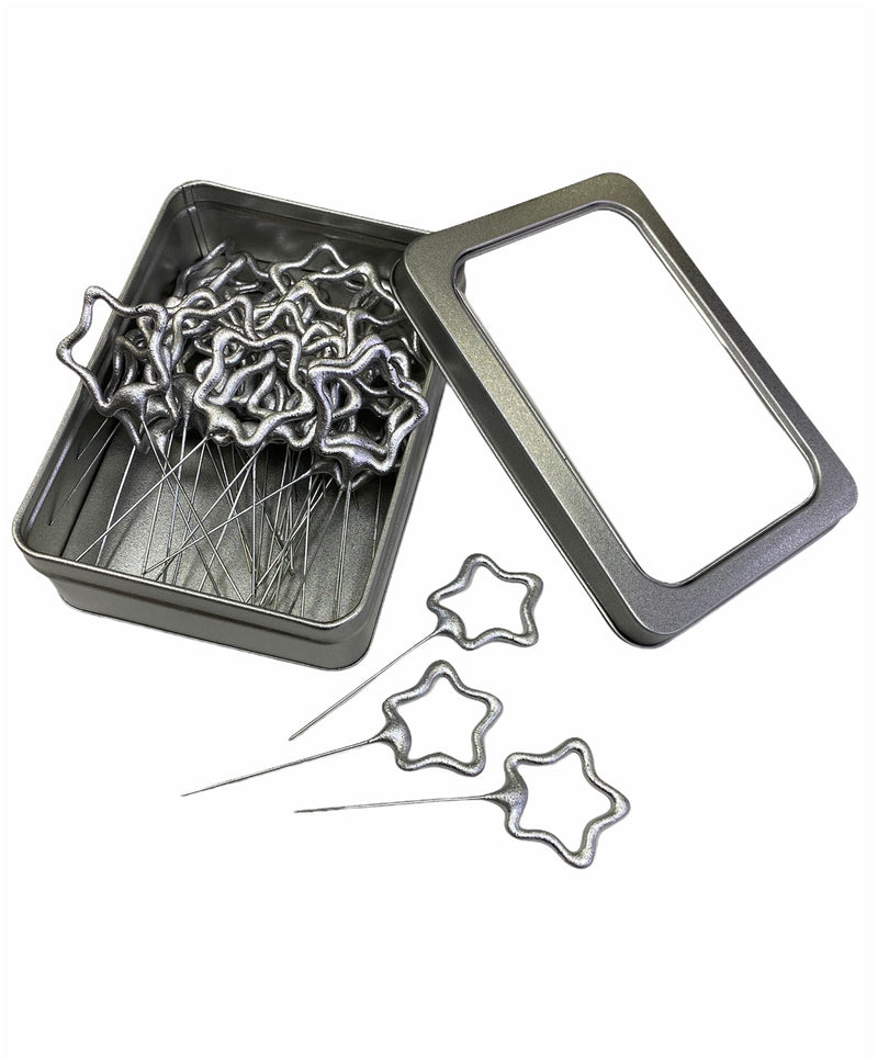 40 x 4" Star Shaped Silver Cake Sparklers in Premium Storage Tin