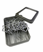 40 x 4" Star Shaped Silver Cake Sparklers in Premium Storage Tin