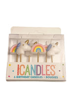 Unicorn and Rainbow Birthday Candles 6 pack