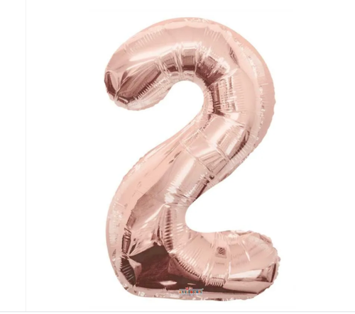 1 x 34" Giant Foil Number 2 Helium Balloon Rose Gold Birthday Party
