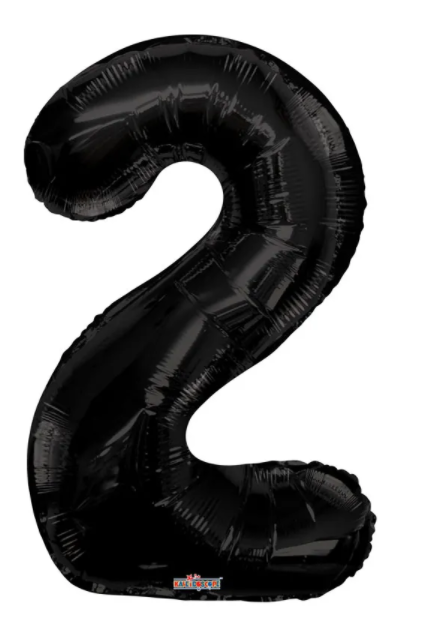 1 x 34" Giant Foil Number 2 Helium Balloon Black
