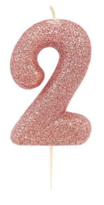 1 Packet of 2.7" Creative Party Number 2 Cake Candle (1 per pack) - Pink Glitter