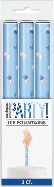 1 Packet of 15cm Unique Party Ice Fountain Candles (3 per pack) - Blue