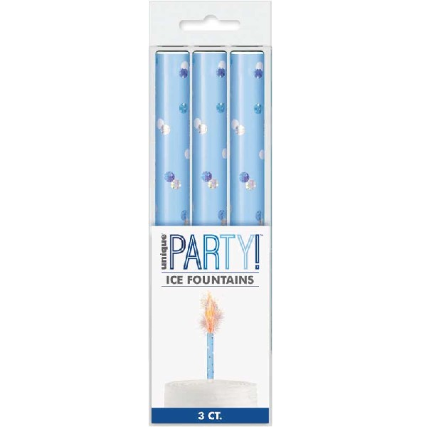72 Packets of 15cm Unique Party Ice Fountain Candles (3 per pack) - Blue