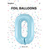 1 x 34" Giant Foil Number 0 Helium Balloon Baby Blue