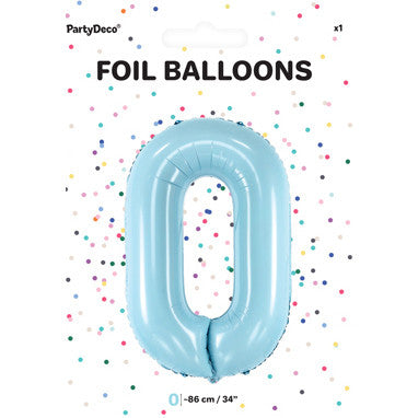 1 x 34" Giant Foil Number 0 Helium Balloon Baby Blue