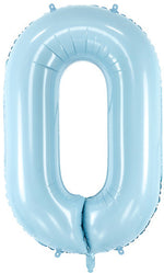 1 x 34" Giant Foil Number 0 Helium Balloon Baby Blue