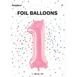 1 x 34" Giant Foil Number 1 Helium Balloon Baby Pink