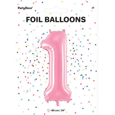 1 x 34" Giant Foil Number 1 Helium Balloon Baby Pink