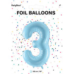 1 x 34" Giant Foil Number 3 Helium Balloon Baby Blue