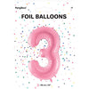 1 x 34" Giant Foil Number 3 Helium Balloon Baby Pink