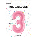 1 x 34" Giant Foil Number 3 Helium Balloon Baby Pink