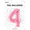 1 x 34" Giant Foil Number 4 Helium Balloon Baby Pink