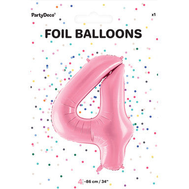 1 x 34" Giant Foil Number 4 Helium Balloon Baby Pink