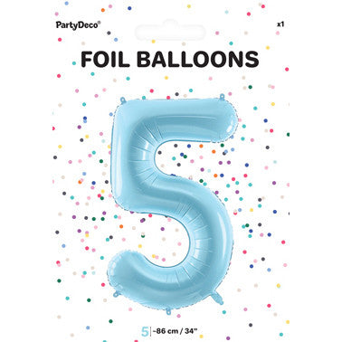 1 x 34" Giant Foil Number 5 Helium Balloon Baby Blue