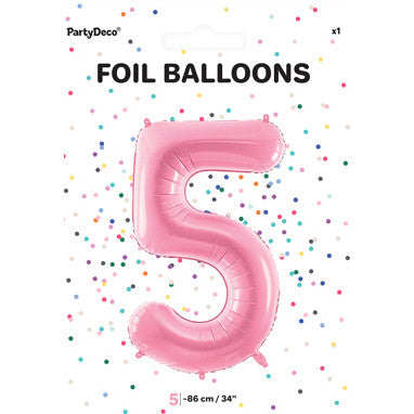 1 x 34" Giant Foil Number 5 Helium Balloon Baby Pink