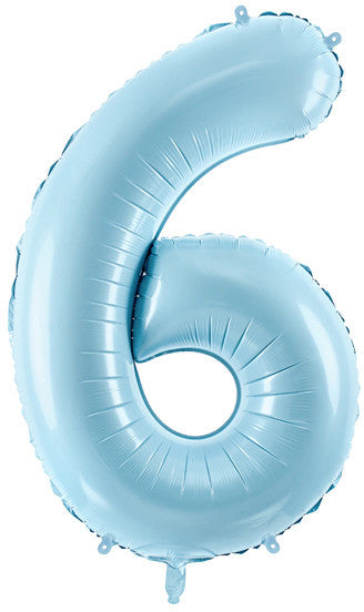 1 x 34" Giant Foil Number 6 Helium Balloon Baby Blue