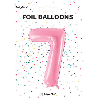 1 x 34" Giant Foil Number 7 Helium Balloon Baby Pink