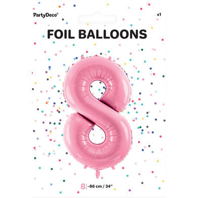 1 x 34" Giant Foil Number 8 Helium Balloon Baby Pink
