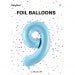 1 x 34" Giant Foil Number 9 Helium Balloon Baby Blue