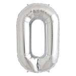 1 x 65cm/25.5" Foil Number 0 Helium Balloon Silver