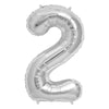 1 x 65cm/25.5" Foil Number 2 Helium Balloon Silver