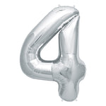 1 x 65cm/25.5" Foil Number 4 Helium Balloon Silver