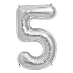 1 x 65cm/25.5" Foil Number 5 Helium Balloon Silver