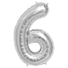 1 x 65cm/25.5" Foil Number 6 Helium Balloon Silver