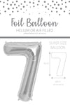 1 x 65cm/25.5" Foil Number 7 Helium Balloon Silver