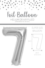 1 x 65cm/25.5" Foil Number 7 Helium Balloon Silver