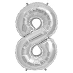 1 x 65cm/25.5" Foil Number 8 Helium Balloon Silver