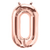 1 x 65cm/25.5" Foil Number 0 Helium Balloon Rose Gold