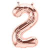 1 x 65cm/25.5" Foil Number 2 Helium Balloon Rose Gold