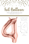 1 x 65cm/25.5" Foil Number 4 Helium Balloon Rose Gold