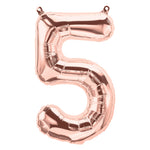 1 x 65cm/25.5" Foil Number 5 Helium Balloon Rose Gold