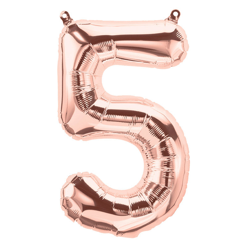 1 x 65cm/25.5" Foil Number 5 Helium Balloon Rose Gold