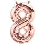1 x 65cm/25.5" Foil Number 8 Helium Balloon Rose Gold