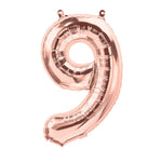 1 x 65cm/25.5" Foil Number 9 Helium Balloon Rose Gold