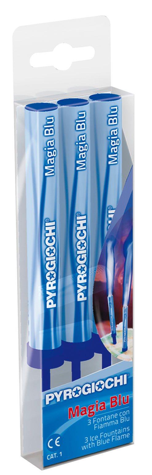 1 Packet of 17cm Pyrogiochi Ice Fountain Candle (3 per pack) - Blue Flame